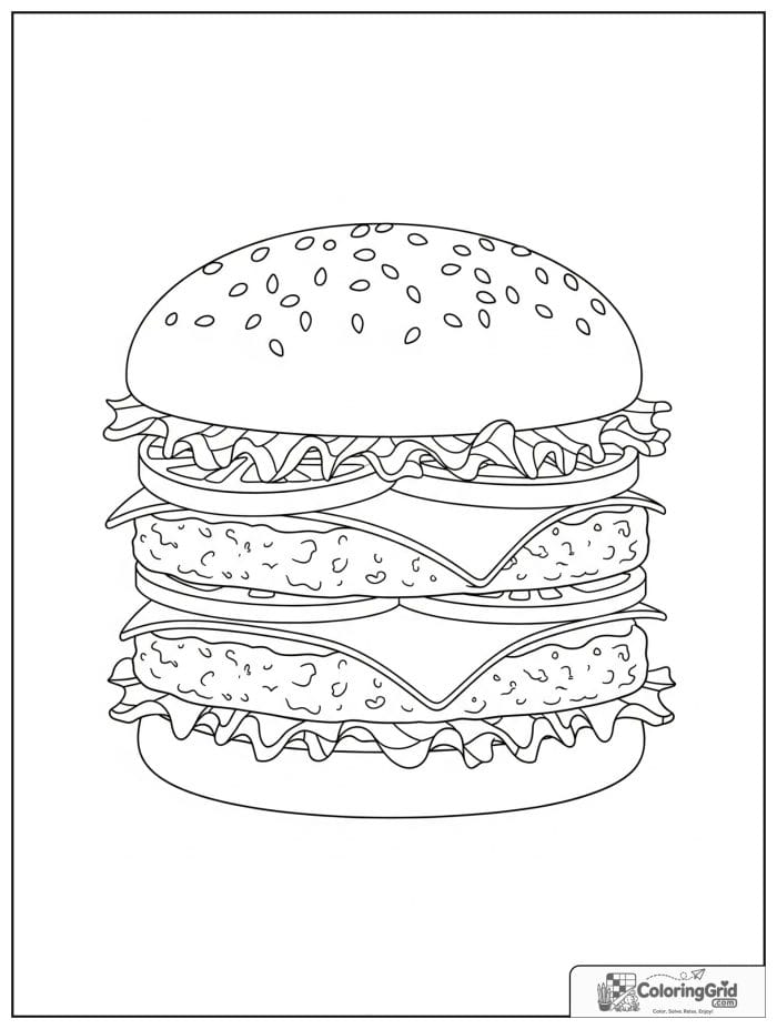 Double hamburger stack for Hamburger Coloring Pages