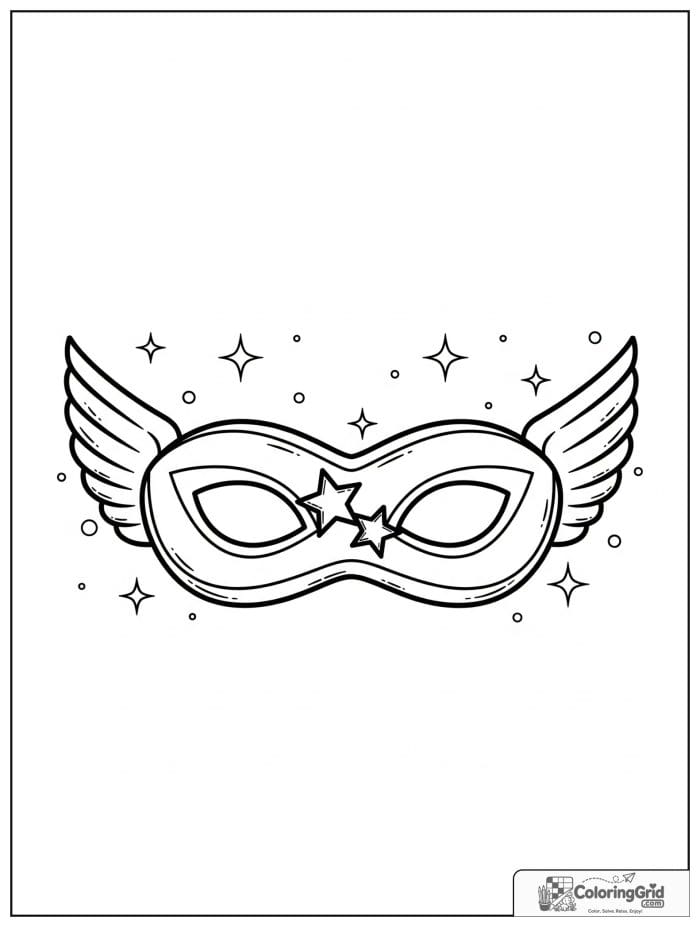 Cute superhero mask with winged sides and double star details.