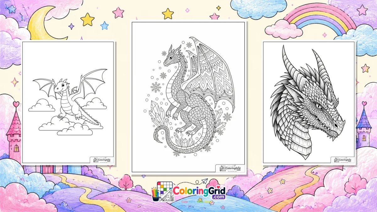 Dragon Coloring Pages featured illustration for Dragon Coloring Pages: Free Printable Designs to Color