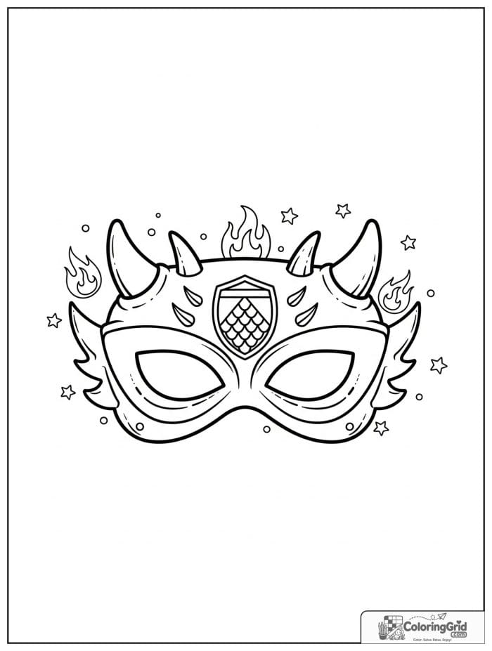 Cute dragon-inspired superhero mask with small flame details.