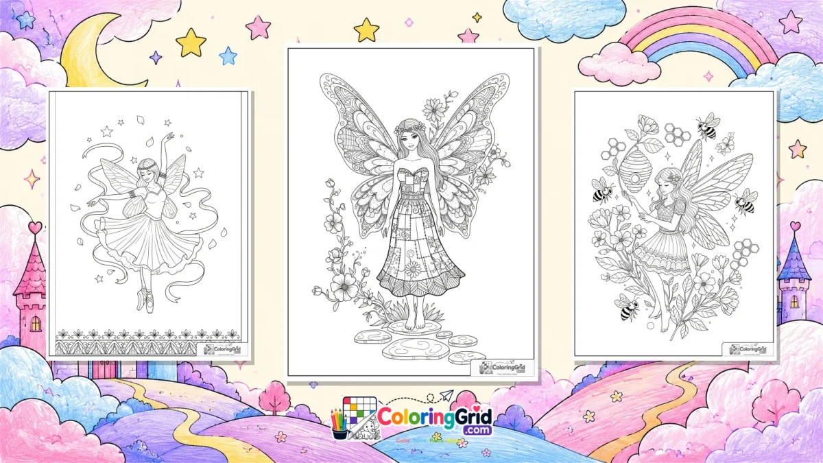 Fairy Coloring Pages featured illustration for Fairy Coloring Pages: Printable Pages for Kids
