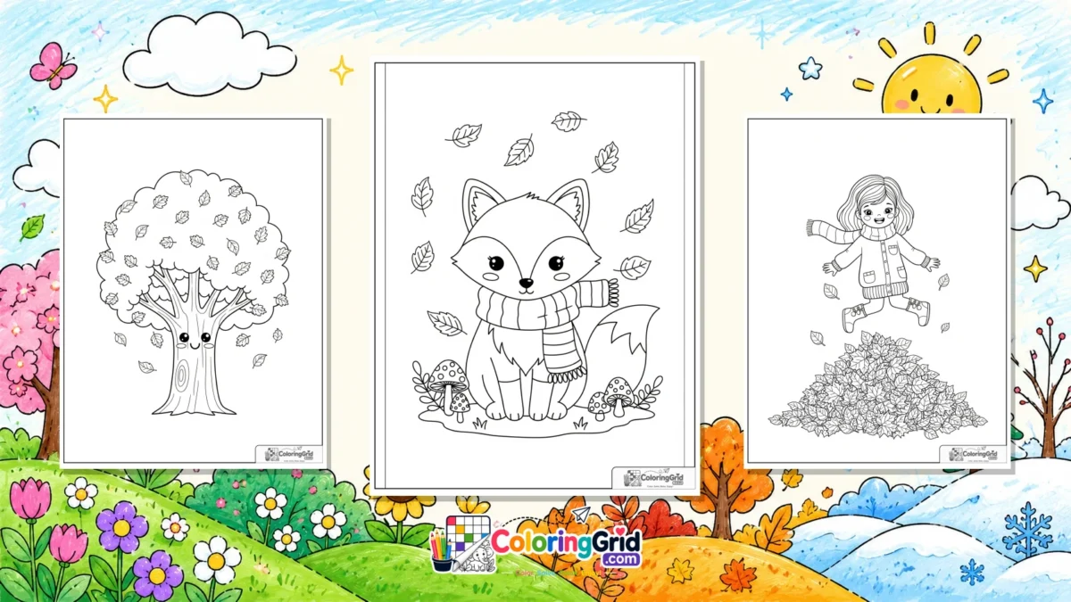 Fall Coloring Pages featured illustration for Fall Coloring Pages: Printable Leaves, Pumpkins, and Harvest Sheets