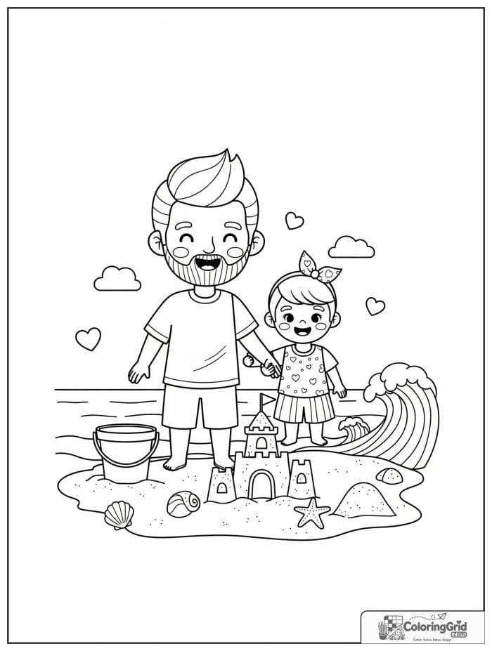 Father and child at the beach for Father's Day.