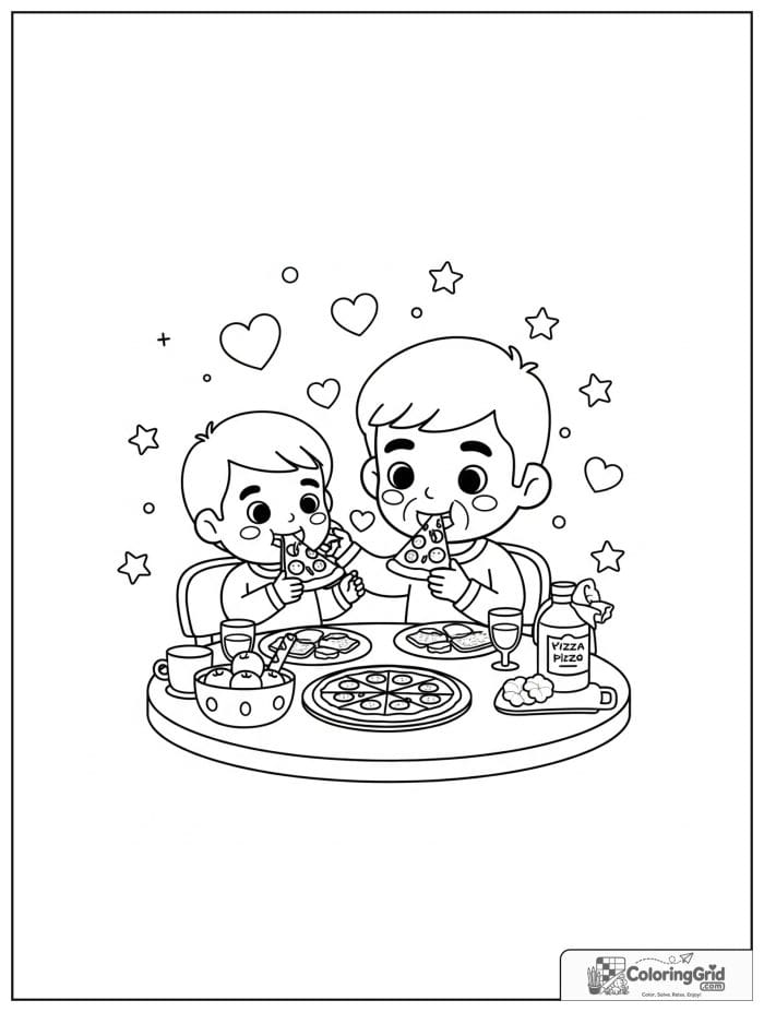 Father and child sharing pizza for Father's Day.