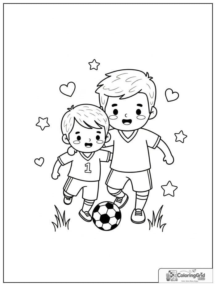 Father and child playing soccer for Father's Day.