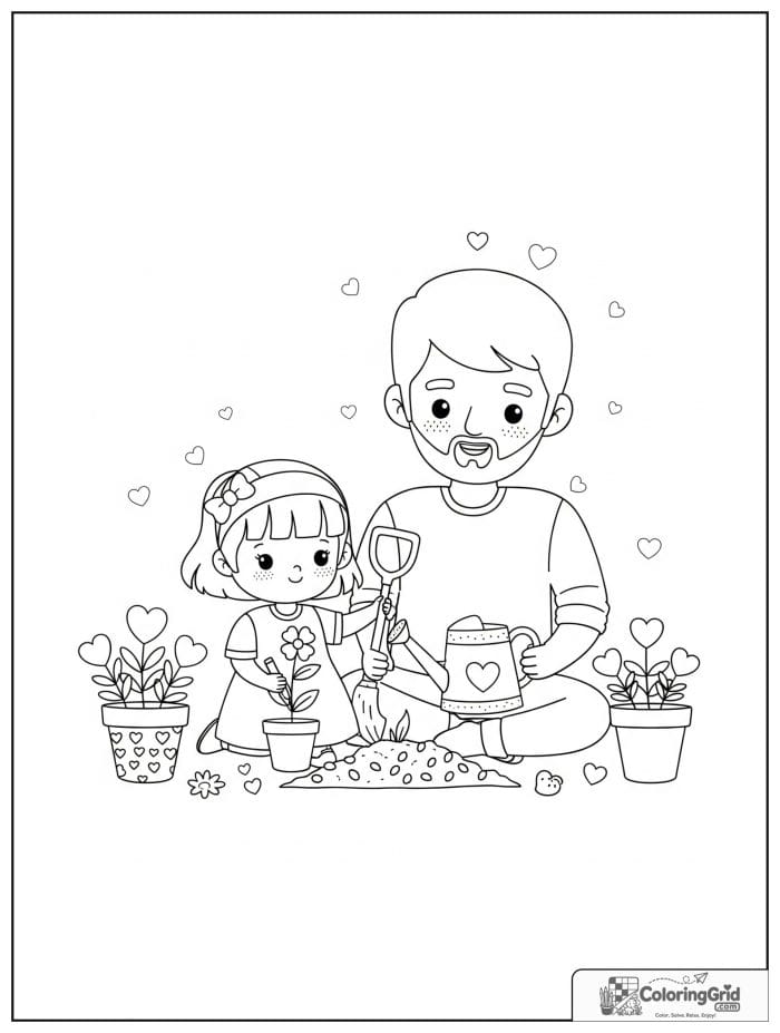 Father and daughter gardening together for Father's Day.