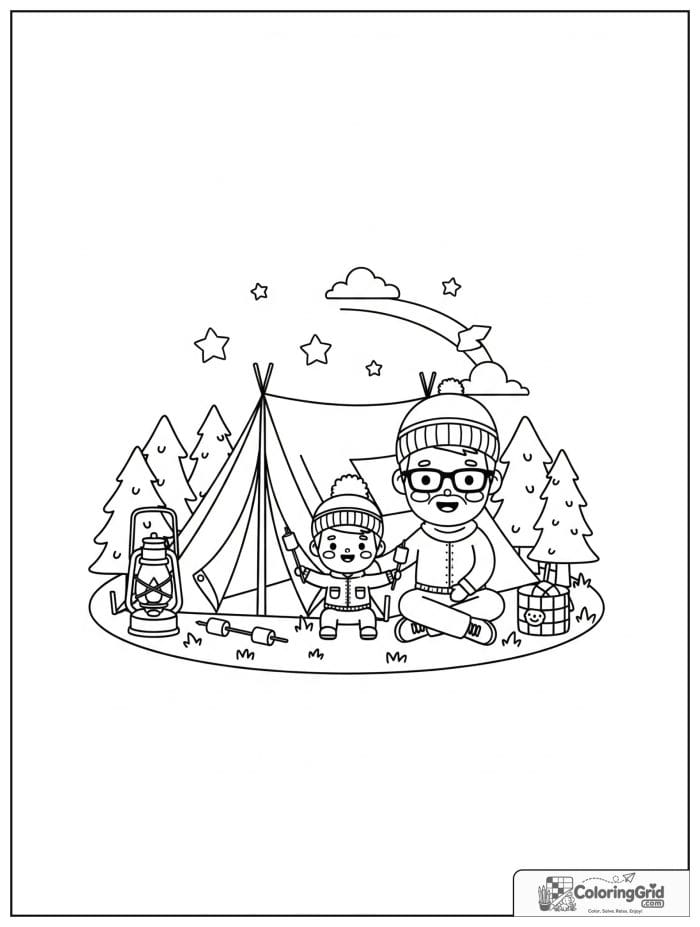 Father and son camping together for Father's Day.