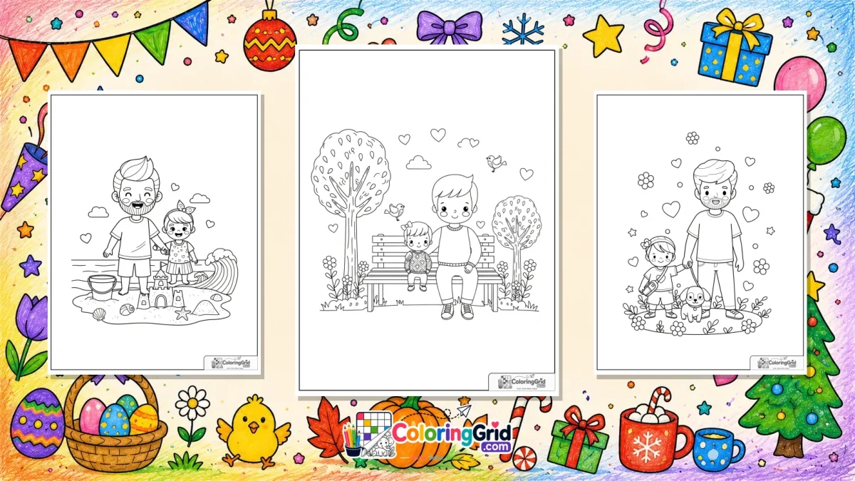 Father's Day Coloring Pages featured illustration for Father’s Day Coloring Pages: Printable Seasonal Pages