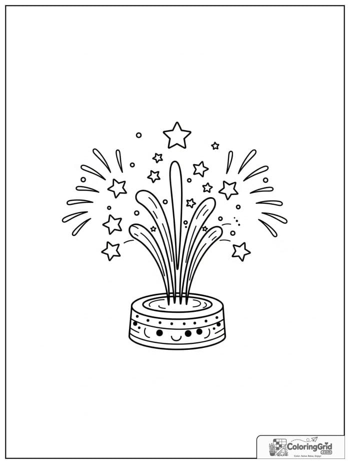 Ground fountain firework spraying sparkles.
