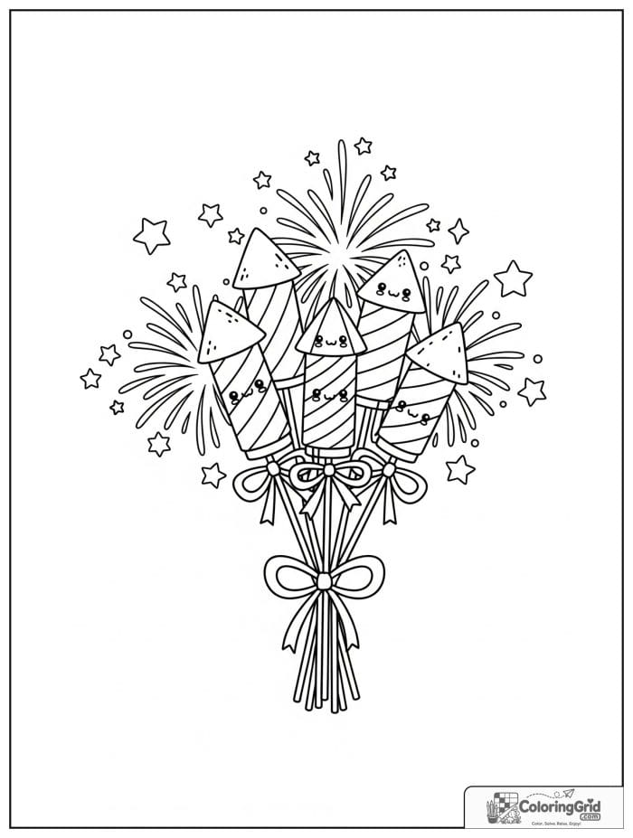 Cute fireworks rockets tied together with ribbons.