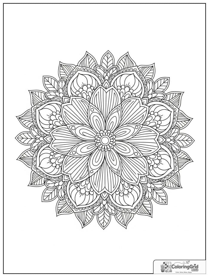 Flower mandala with mosaic-style floral sections and petal tiles.