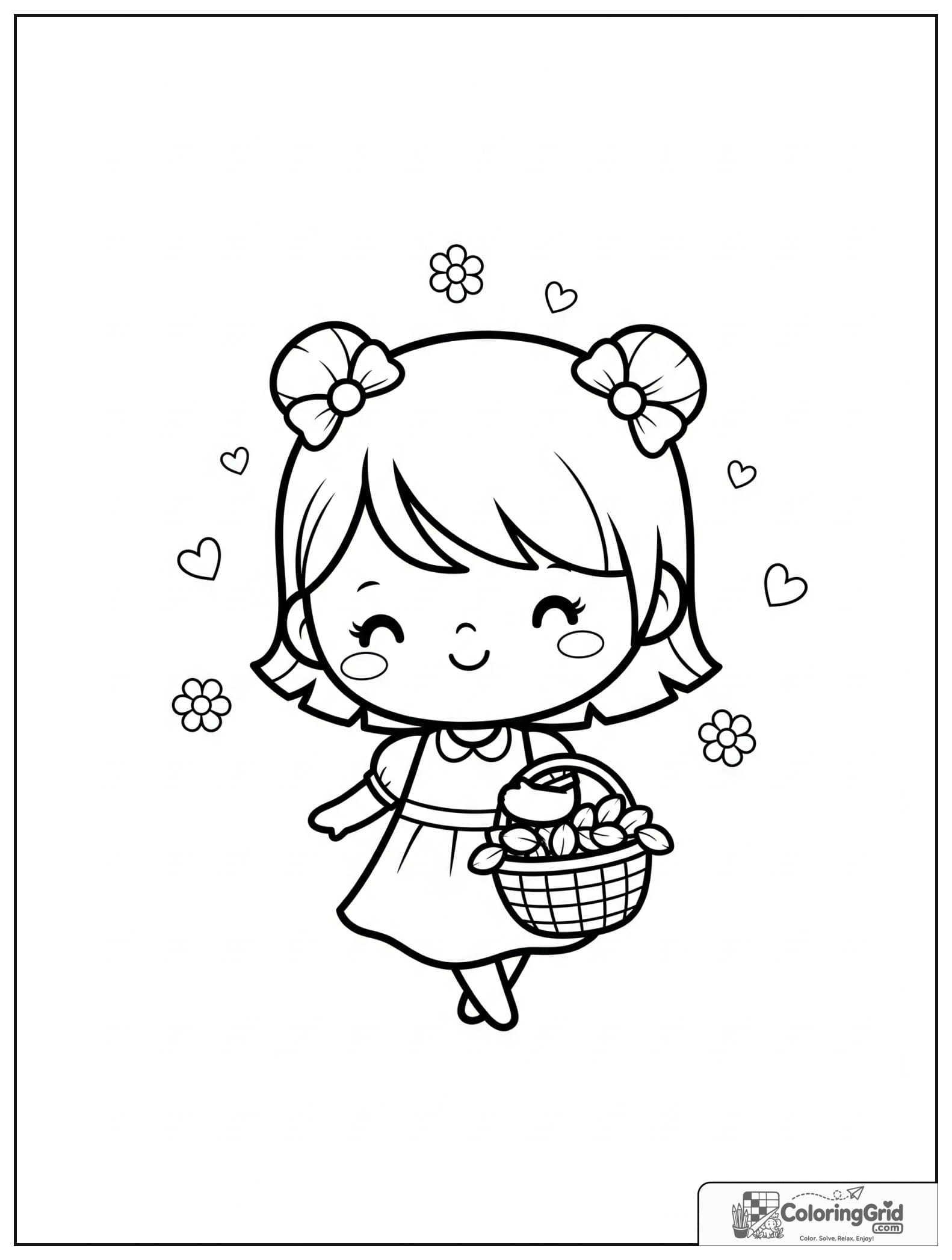 Cute flower girl with a basket and small flower decorations.