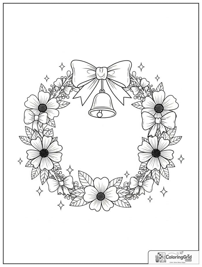 Flower wreath with a bell in the center.