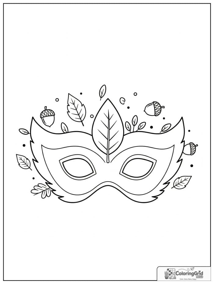 Cute forest-themed superhero mask with leaf and acorn details.