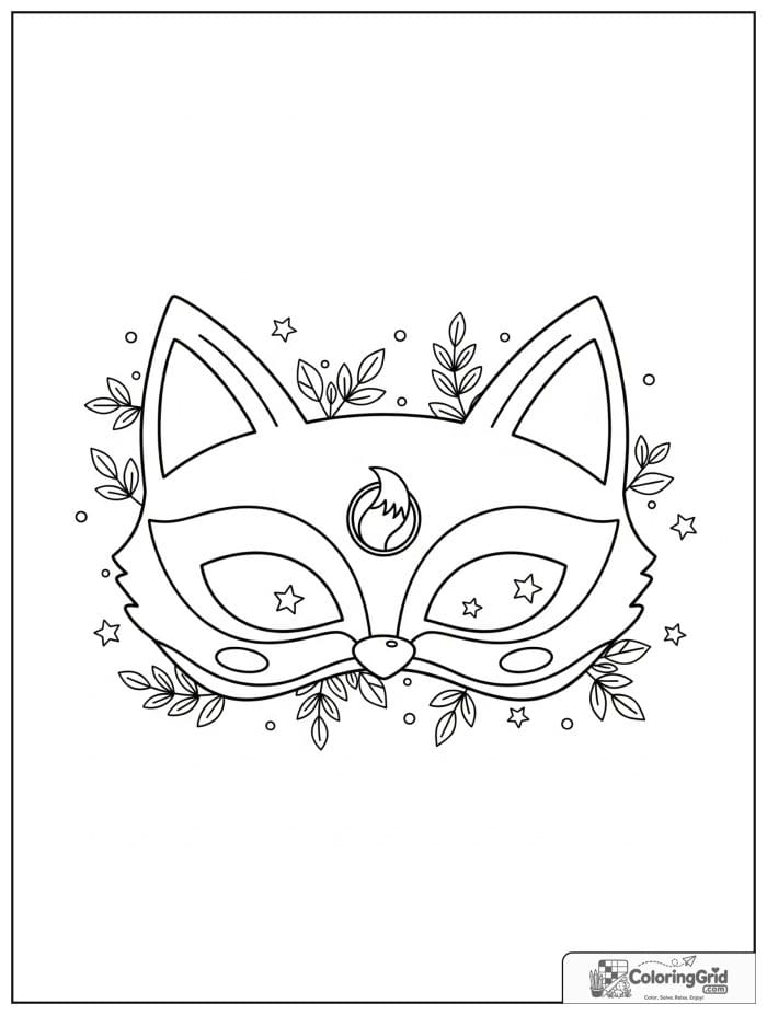 Cute fox-inspired superhero mask with small leaf details.