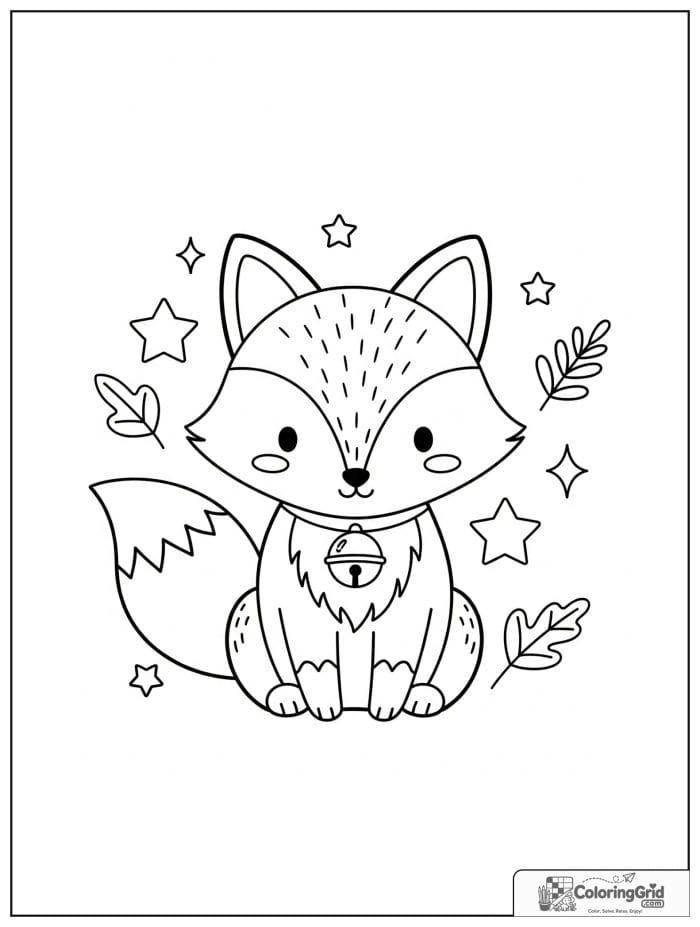 Cute fox with a bell charm around its neck.