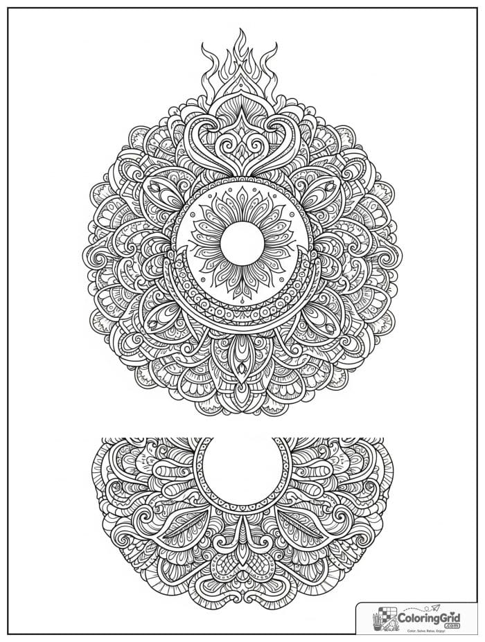 French press floral mandala with coffee beans and steam curls.