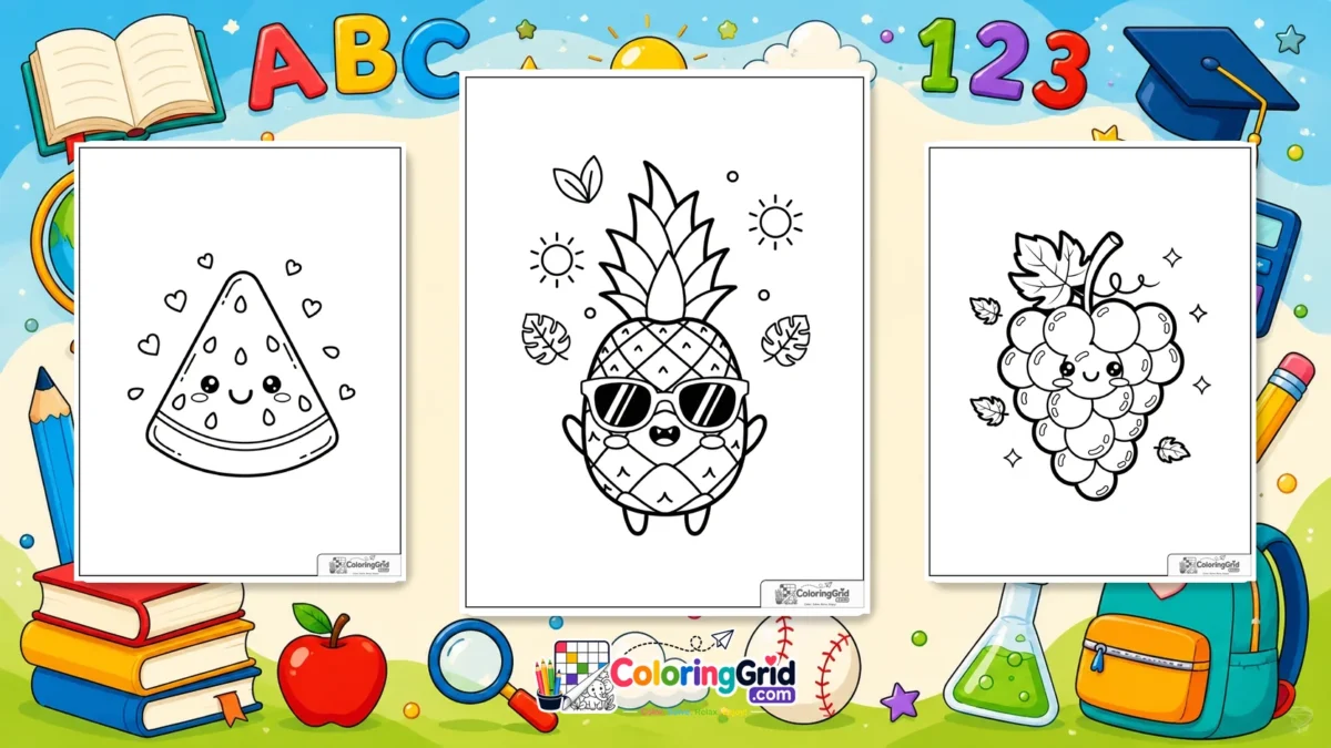 Fruit Coloring Pages featured illustration for Fruit Coloring Pages: Free Printable Designs to Color