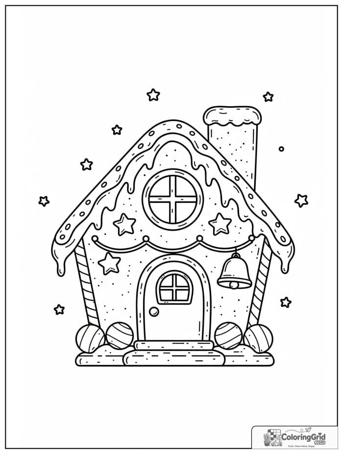 Cute gingerbread house with a little door bell.