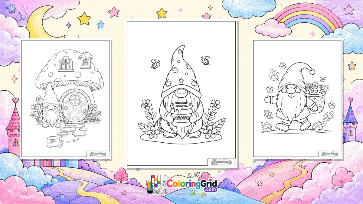 Gnome Coloring Pages featured illustration for Gnome Coloring Pages: Printable Gnome Pages