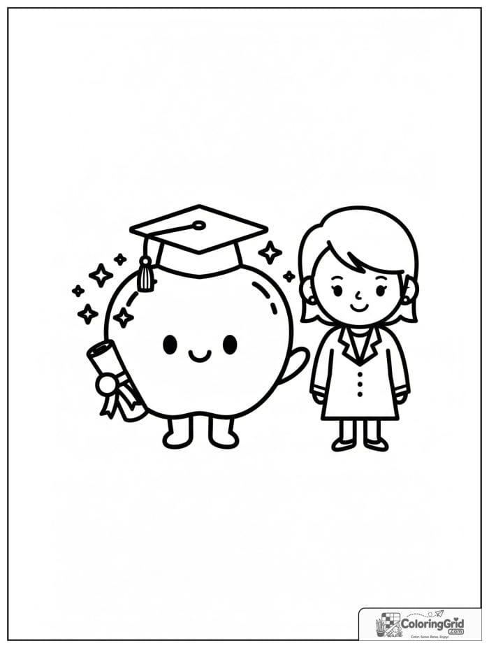 Cute apple graduate with a teacher.