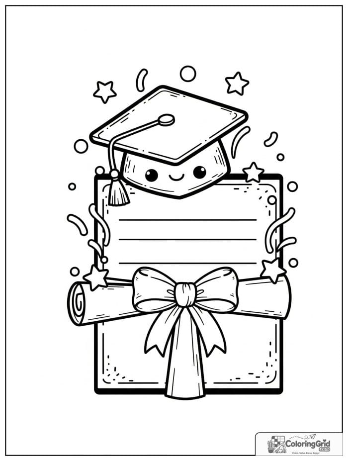 Graduation certificate tied with a ribbon.