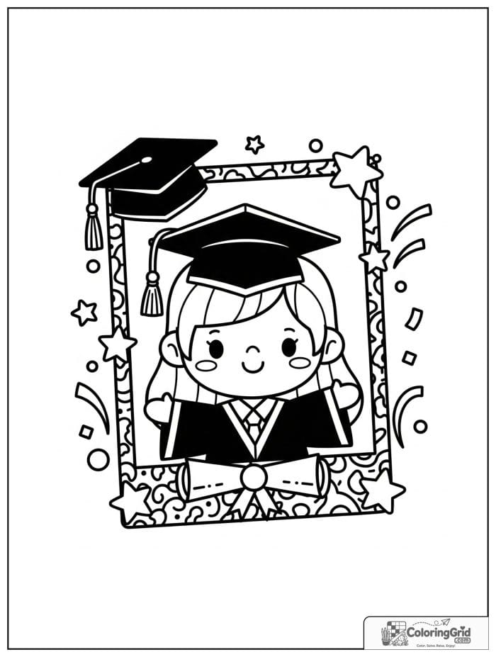 Graduate posing inside a decorative frame.