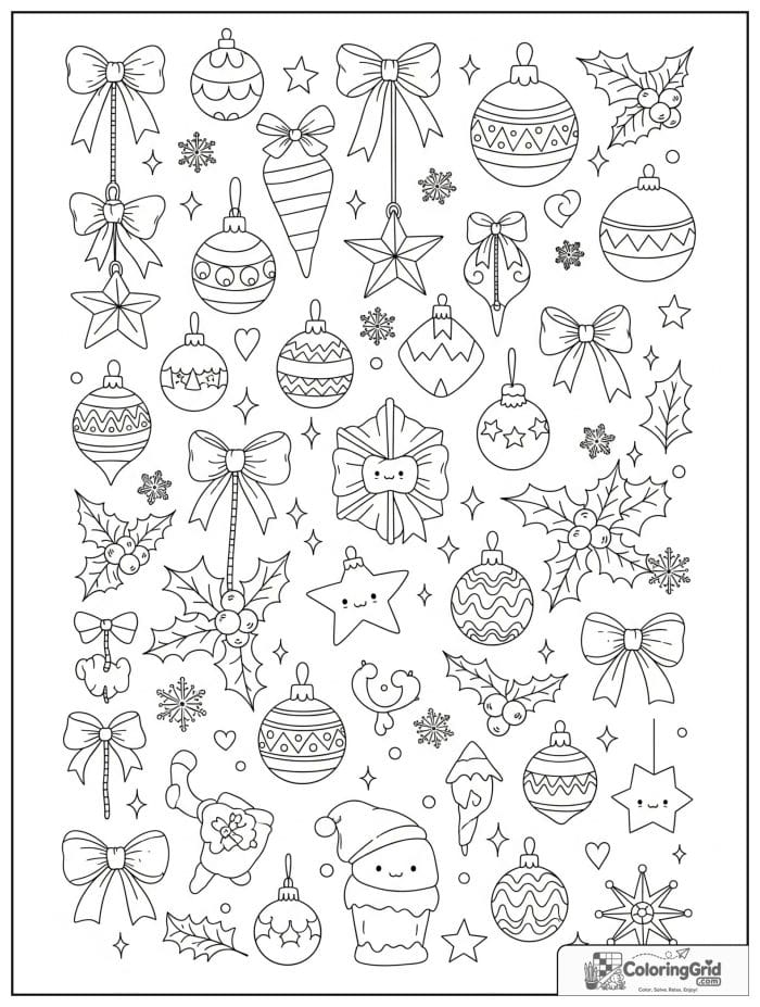 Grand festive composition with many Christmas ornaments.