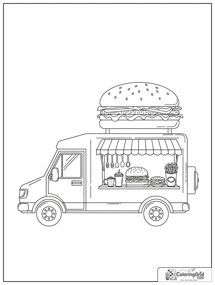 Hamburger food truck for Hamburger Coloring Pages