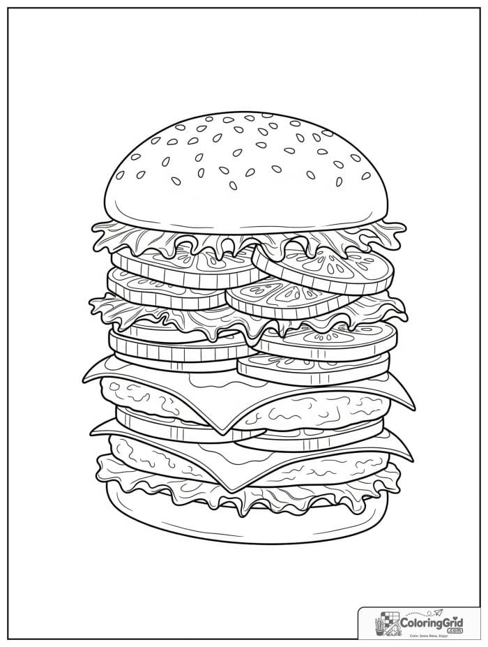 Hamburger with open ingredients for Hamburger Coloring Pages