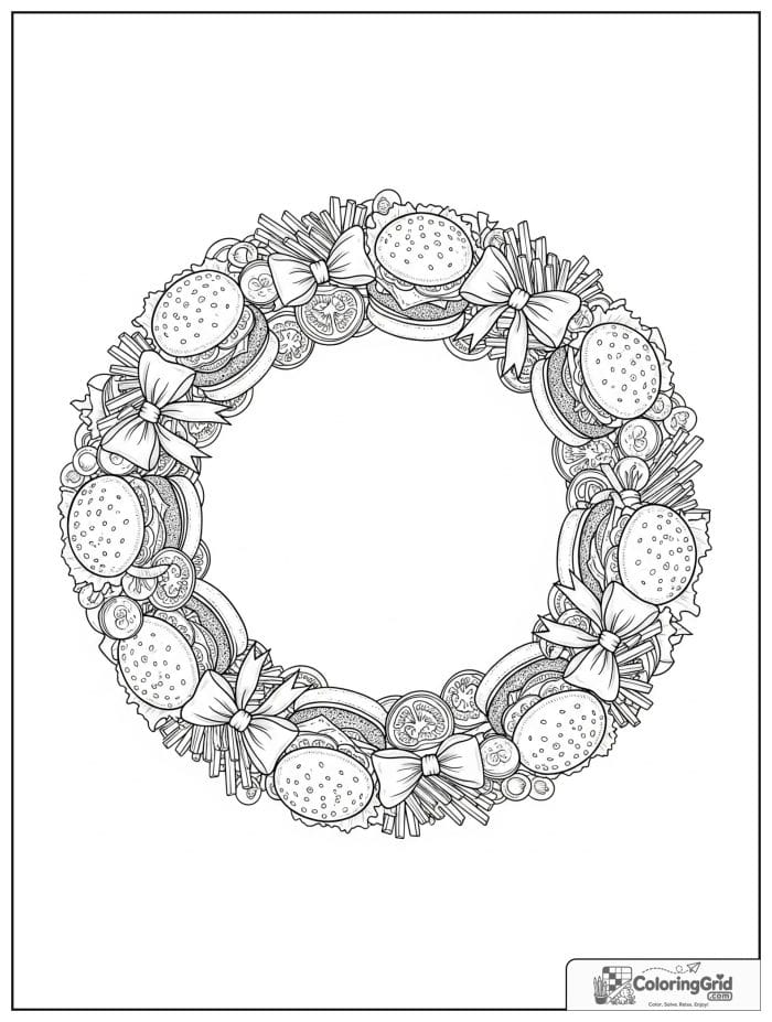 Hamburger wreath for Hamburger Coloring Pages