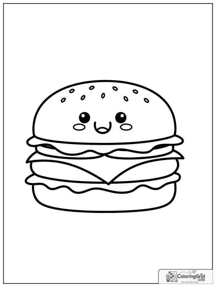 Happy cheeseburger for Hamburger Coloring Pages