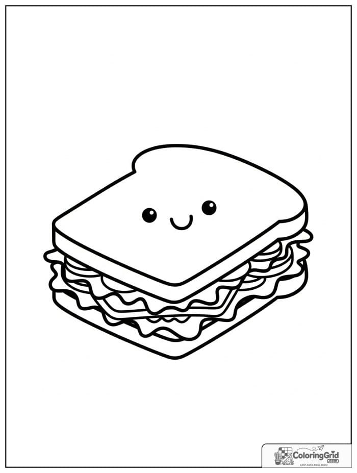 Happy sandwich for Bread Coloring Pages