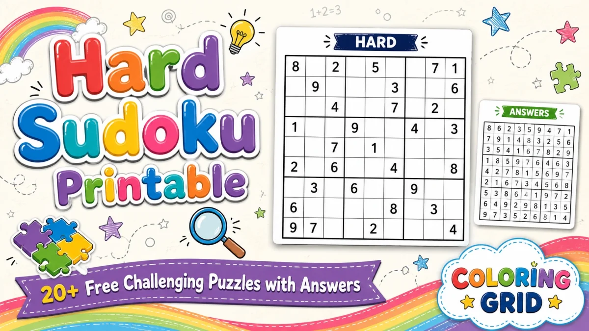 Hard Sudoku with Answers featured illustration for Hard Sudoku with Answers: 30+ Puzzles + Solutions
