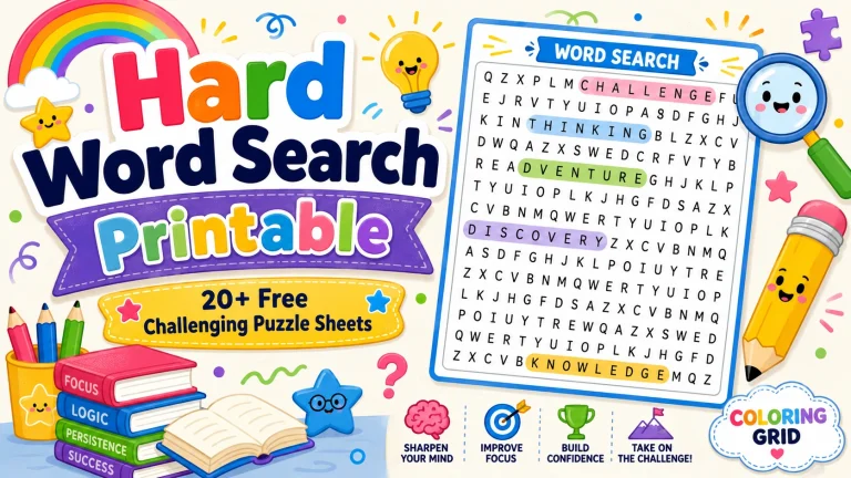 Hard Word Search Printable
