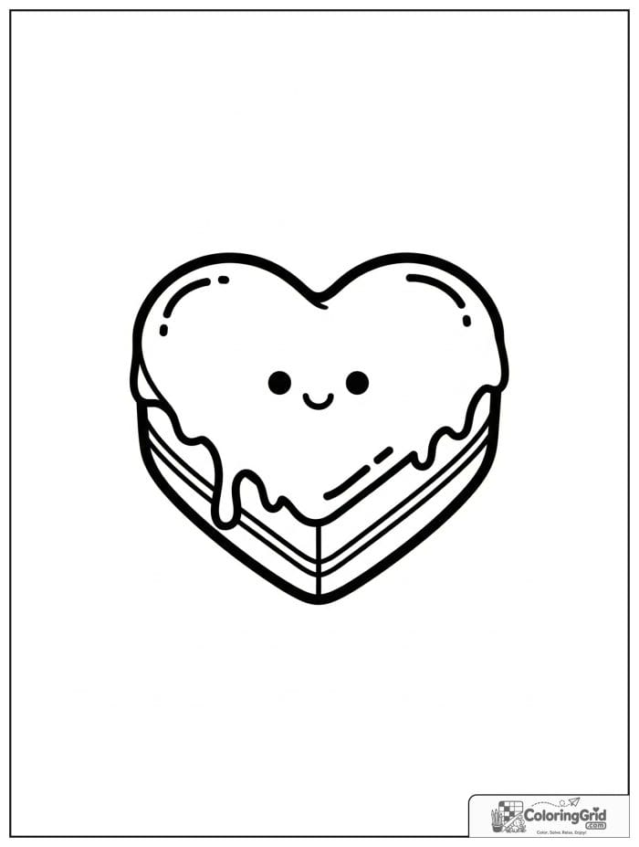 Heart shaped cake for Cake Coloring Pages