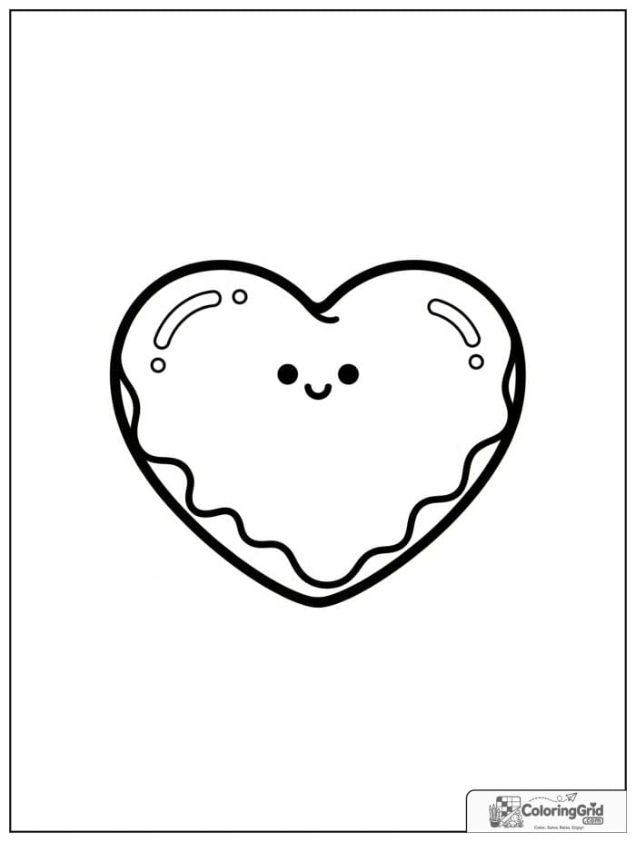 Heart shaped donut for Donut Coloring Pages