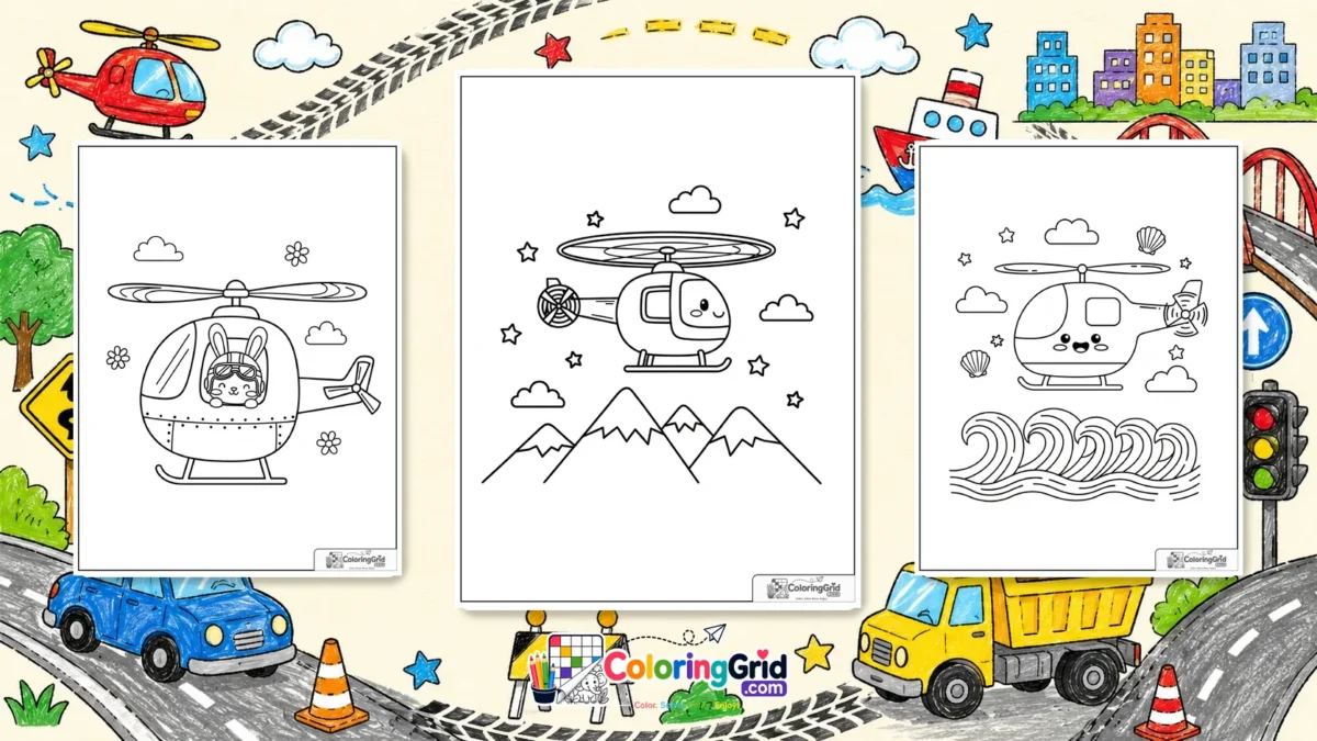 Helicopter Coloring Pages featured illustration for Helicopter Coloring Pages: Free Helicopter Printables
