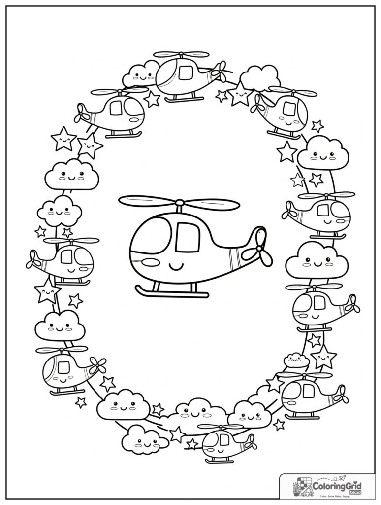 Cute helicopter garland border with mini helicopters and small star decorations.