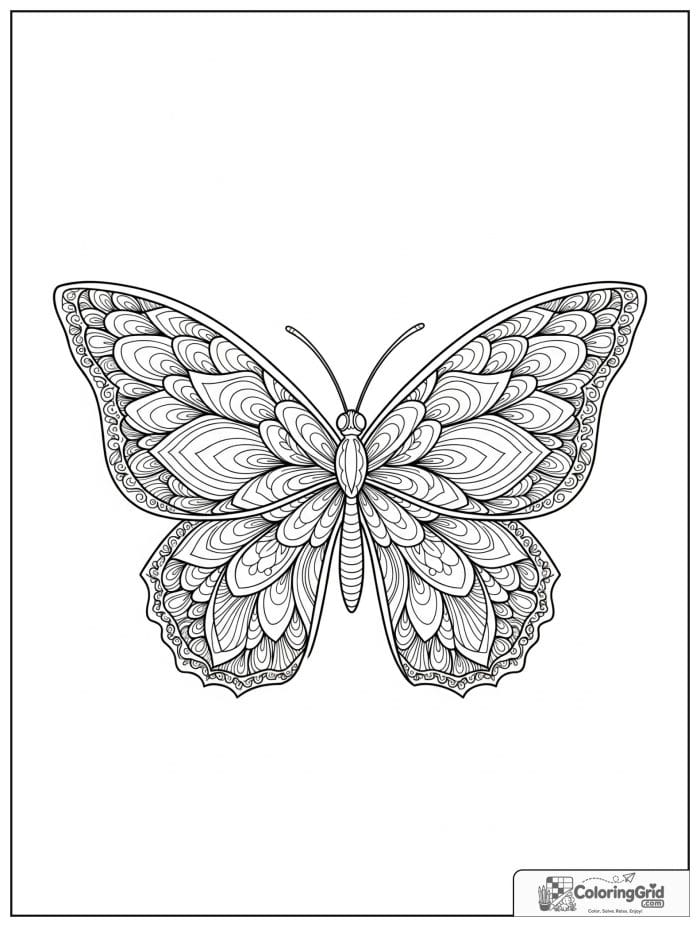 Butterfly Mandala Coloring Pages showing intricate scallop petal patterns.