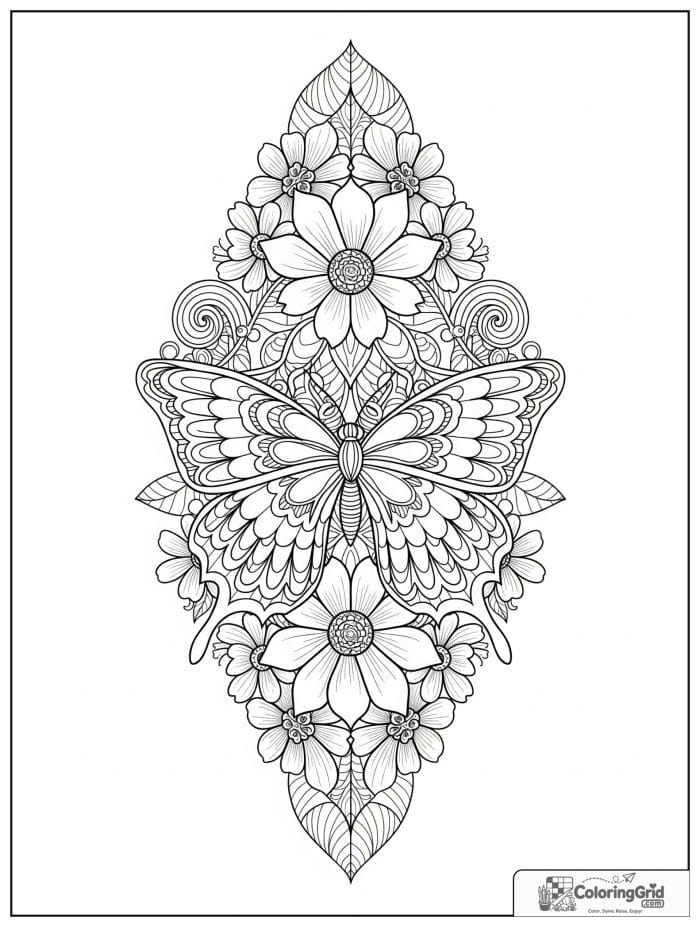 Butterfly Mandala Coloring Pages featuring a symmetry bloom panel.