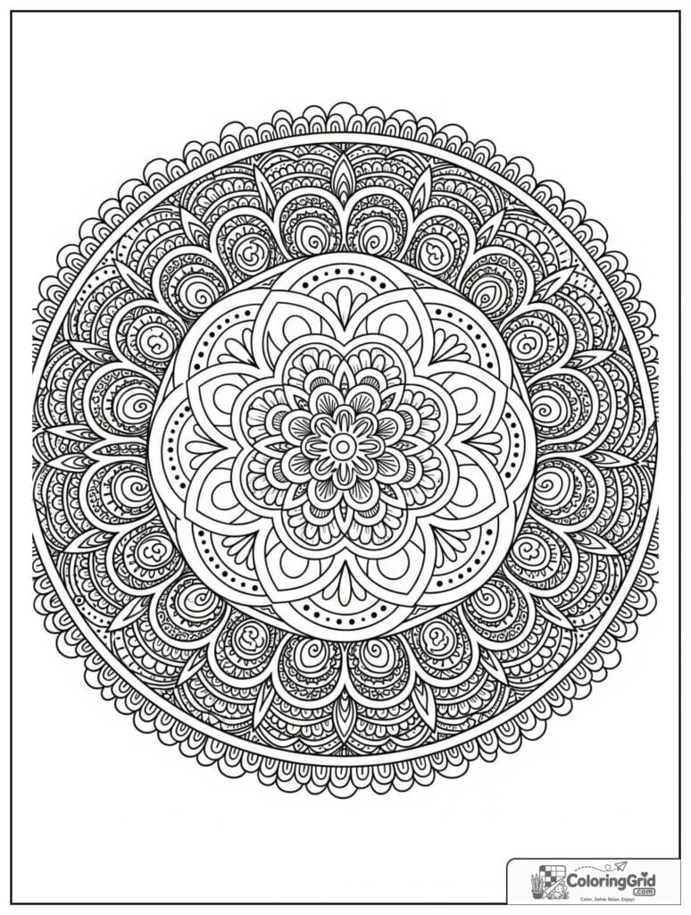 Intricate rosette sacred geometry mandala with zentangle lace doodles
