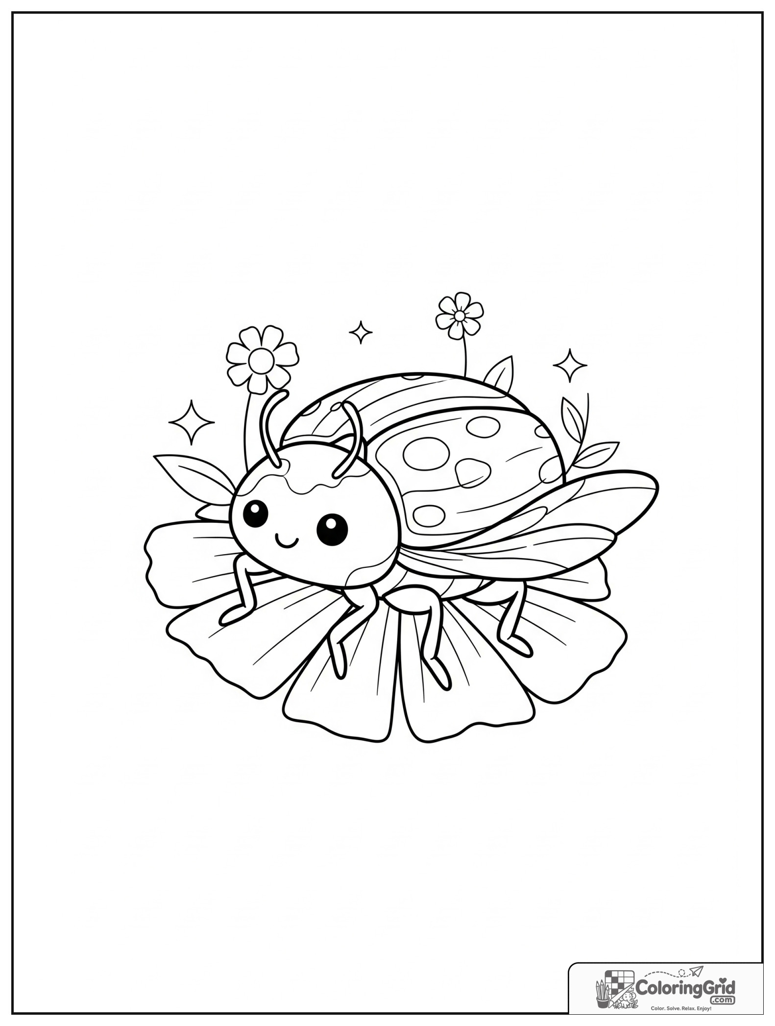 Cute jewel beetle on a flower with small sparkle decorations.