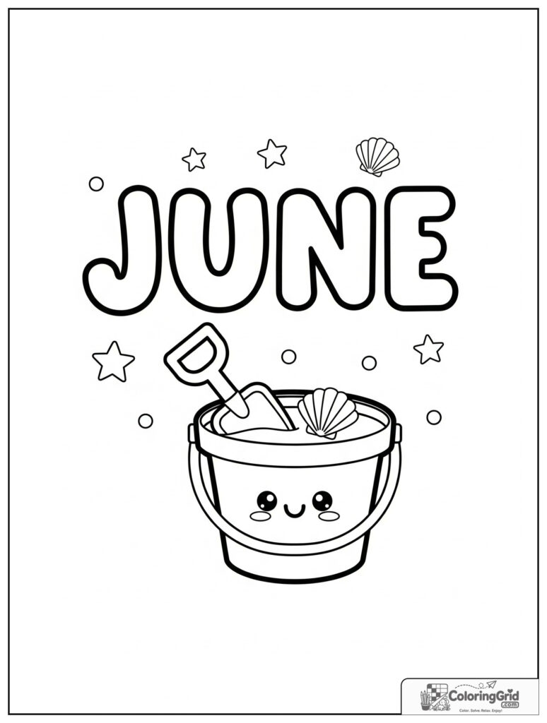 Cute June beach bucket with small shell decorations.