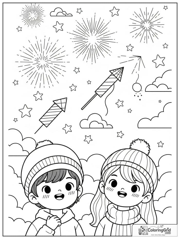 Two kids watching fireworks together.