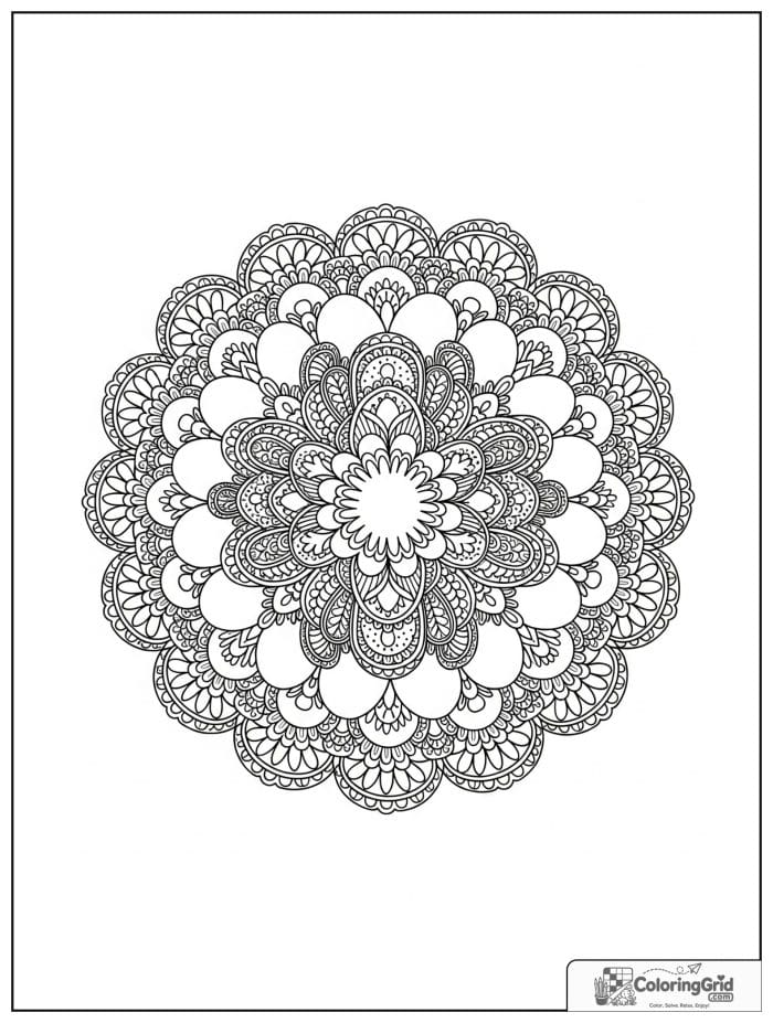 Easy mandala coloring page featuring a lace-style circular design.
