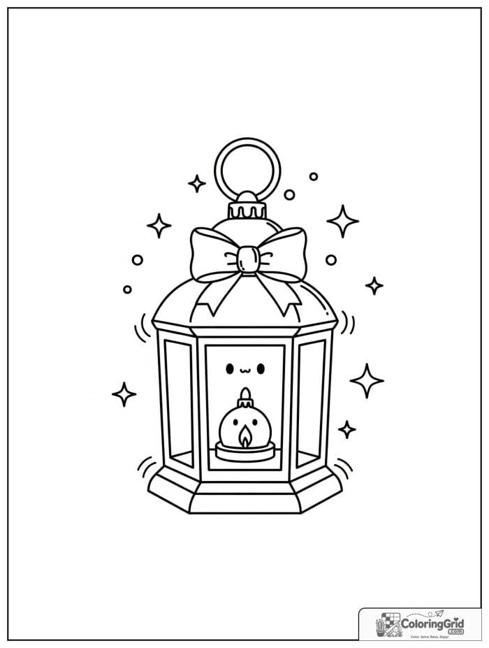 Lantern Christmas ornament with ribbon bow.