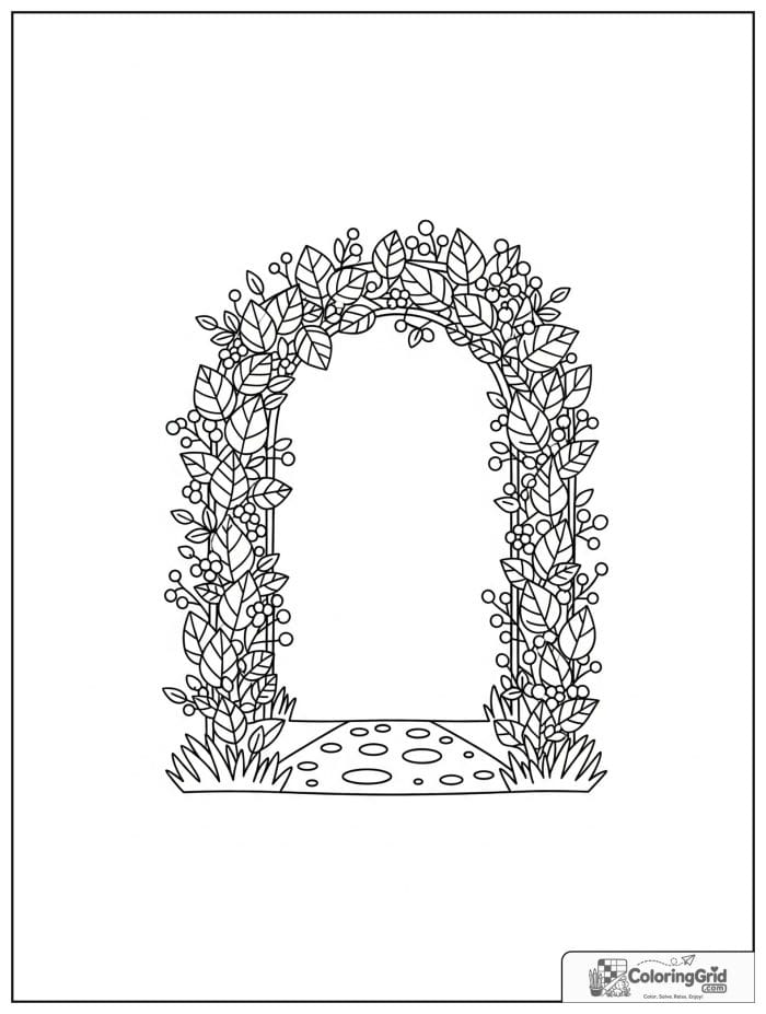 Autumn Leaves Coloring Pages showing a decorative leaf archway.