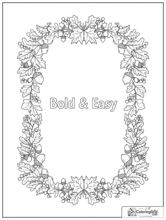 Autumn Leaves Coloring Pages showing a decorative leaf border frame.