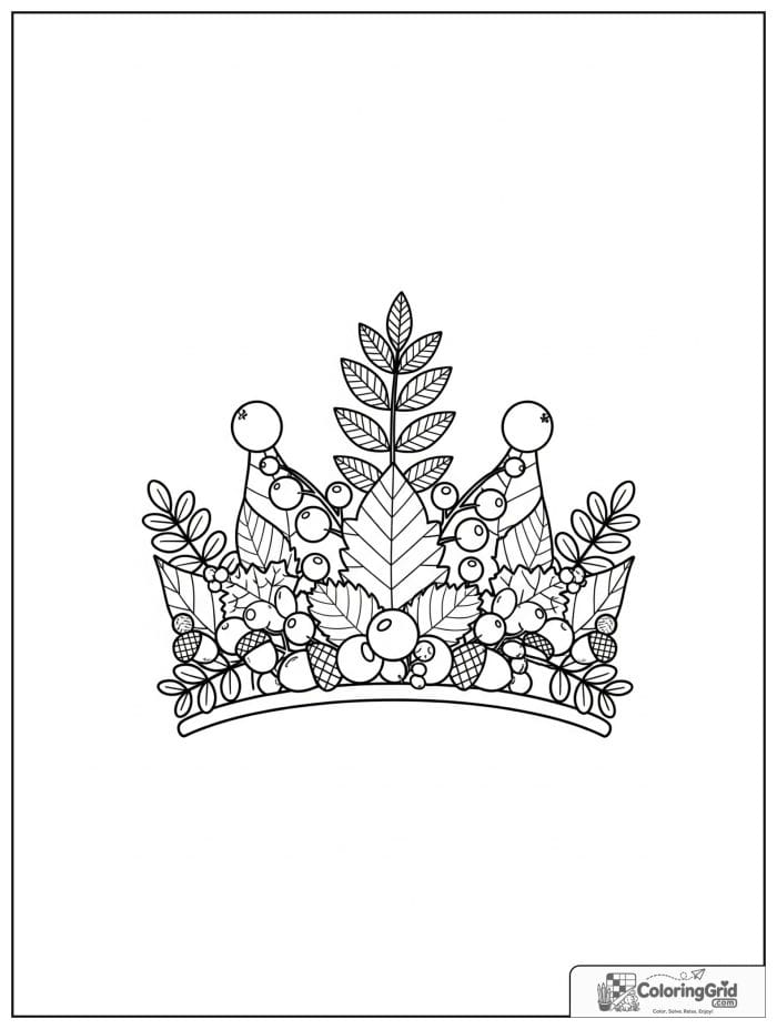 Autumn Leaves Coloring Pages featuring a decorative leaf crown.